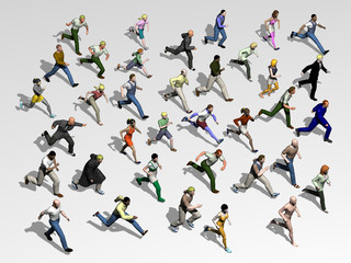 Trend, Crowd of people runs in one direction