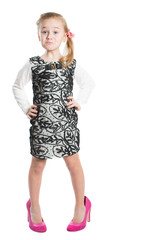 beautiful girl child on white background isolated