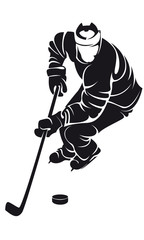 hockey player, silhouette