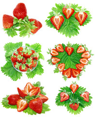 Collection of strawberries on white. Isolated