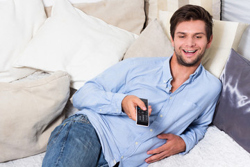 Man with remote control