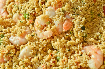 Couscous e gamberi closeup