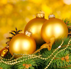 Christmas decoration on yellow background