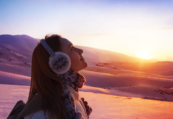 Woman in mountains