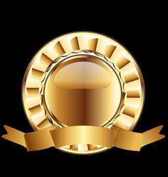 Gold seal ribbon emblem ready to use