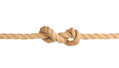 Rope with knot isolated on white