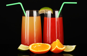 Two cocktails isolated on black