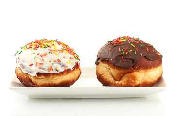 Tasty donuts isolated on white