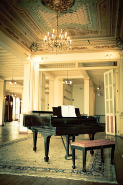 Grand Piano In A Old Vintage Luxury Interior