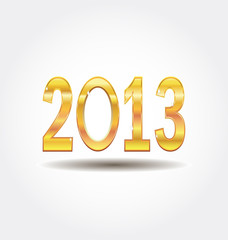 New Year 2013 gold number isolated on white