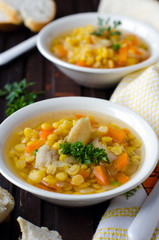 Pea soup with smoked bacon