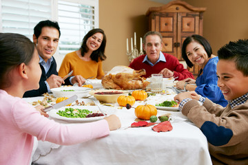 Multi Generation Family Celebrating Thanksgiving