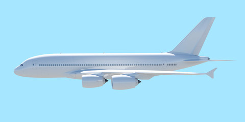 White passenger plane. A side view