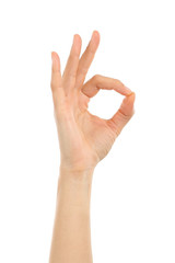 Naklejka premium Woman hand in ok