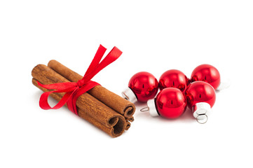 Cinnamon sticks and christmas ball