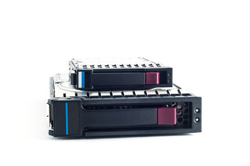 Computer system HDD and carrier isolate with white background co