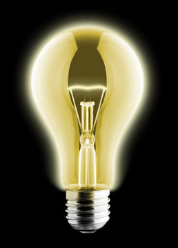 Glowing yellow light bulb