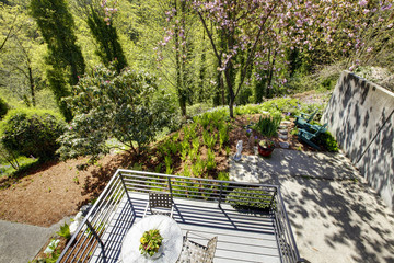 Fototapeta na wymiar View of the back yard from the balcony of second floor.