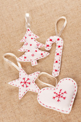 White felt Christmas decorations