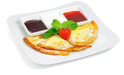 Pancakes with strawberry jam