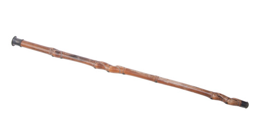A bamboo walking stick for old person.