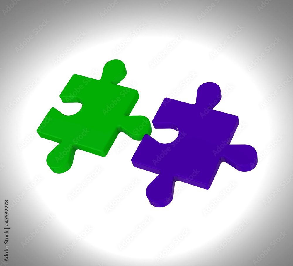 Poster puzzle pieces shows teamwork connection solution