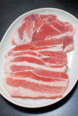 Slice Pork  on white plate