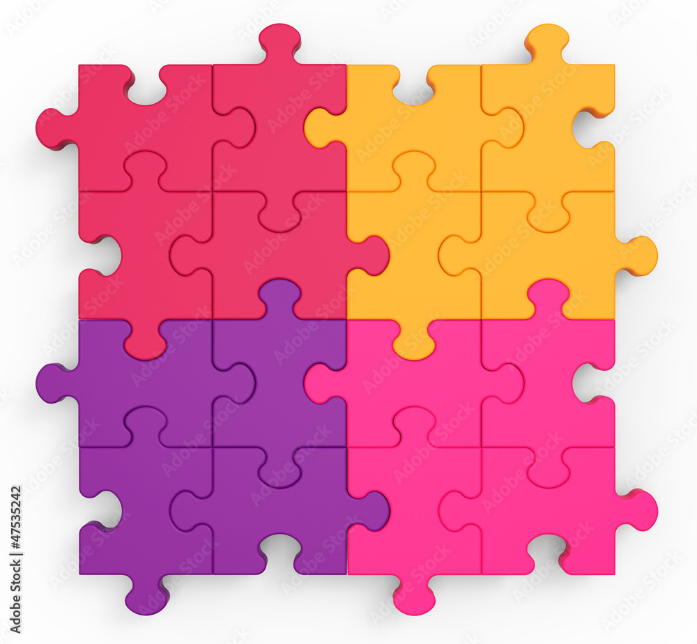 Poster multicolored puzzle square showing unity