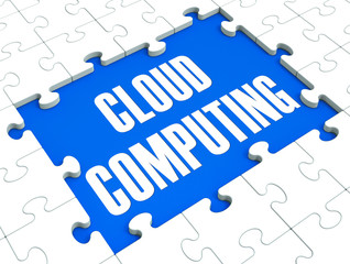 Fototapeta premium Cloud Computing Puzzle Shows Online Services