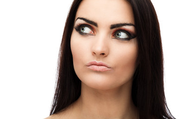 Obraz premium Beautiful glamour brunette isolated on white background
