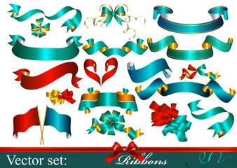 Collection of vector ribbons and bows