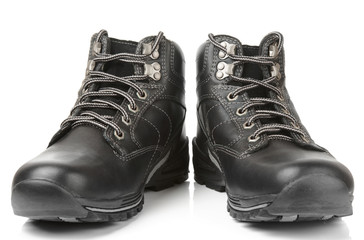 Pair of man's warm leather shoes