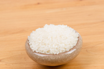 White rice in bowl on table