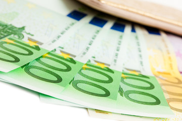 wallet with many euros isolated