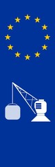 Monte charge dans un drapeau européen