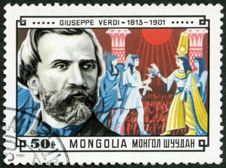 MONGOLIA - 1981: shows Giuseppe Verdi (1813-1901), composer