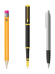 set icons pen and pencil vector illustration