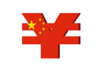 Obraz premium chinese yuan currency sign with chinese flag. vector file