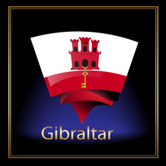 Flag of Gibraltar on the black background