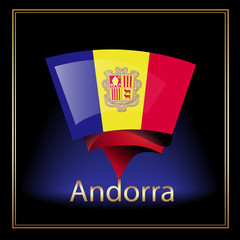 Flag of Andorra on the black background