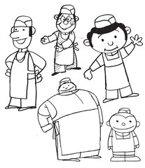 Group of cartoon chefs
