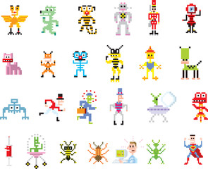 Groupe d& 39 illustrations de pixels