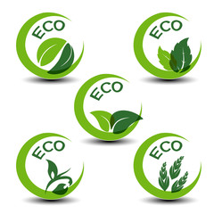 nature symbols with leaf - eco icons