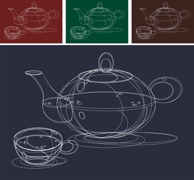 Teapot and Cups Sketch