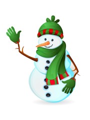Cute snowman isolated on white