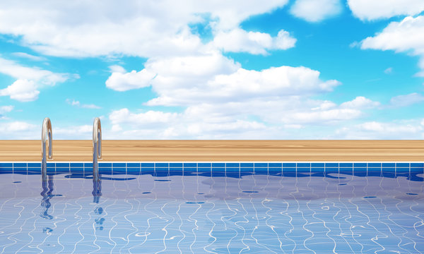 Swimming Pool with beautiful clouds behind