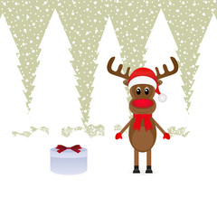 Christmas reindeer and gift