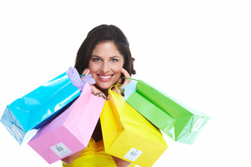 Beautiful woman with a shopping bag.