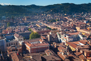 Fototapeta na wymiar aerial view from Asinelli Tower na Bolonii z góry