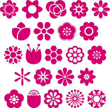Set of Vectorized Flowers